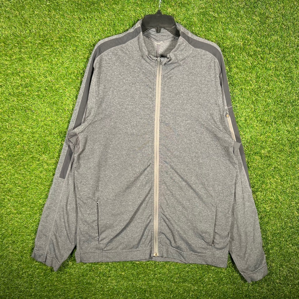 Lululemon Mens‎ Heathered Grey Full Zip Track Jacket Mock Neck Stripe XL